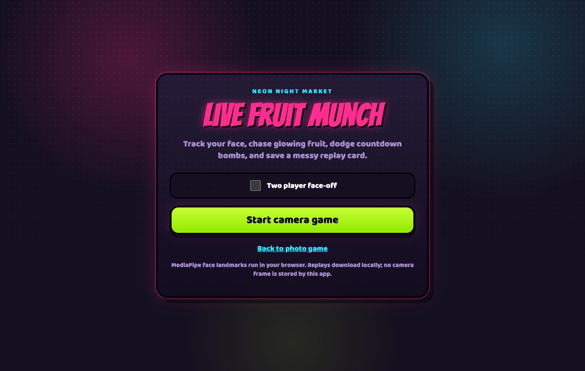 Live Fruit Munch game start screen